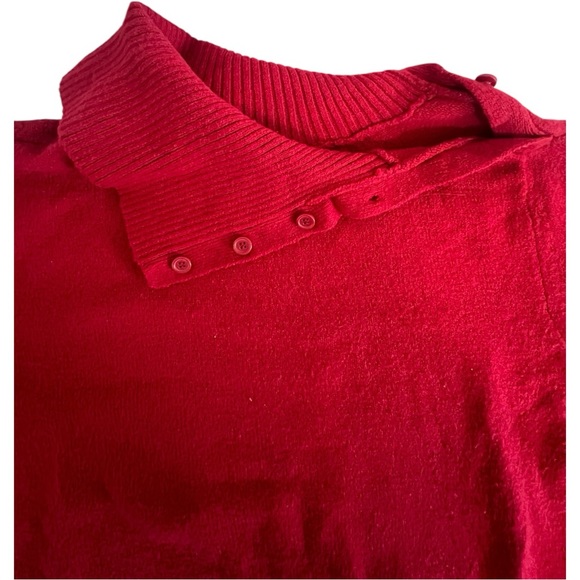 ST JOHNS BAY Red Sweater Size XL Red holiday cozy warm button neck - Picture 2 of 9